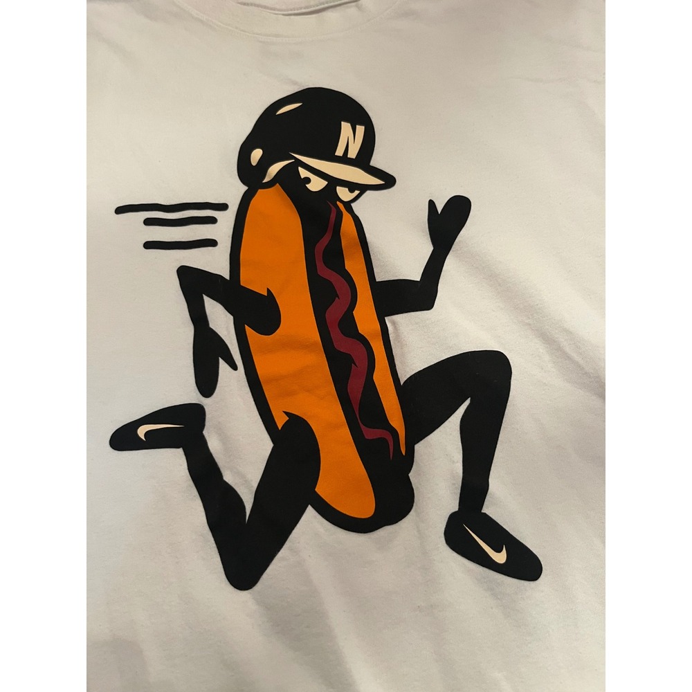 Nike Baseball Running Hot Dog Dri-Fit Tee T-Shirt‎ White Size Medium Men's - Picture 4 of 7